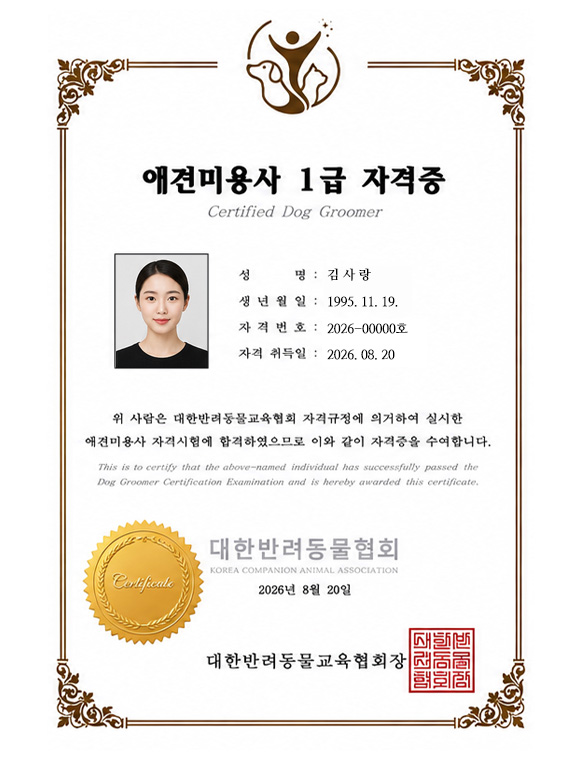 애견미용사 3급 자격증